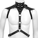 iiniim Men's Leather Chest Harness - Punk Slim Fit Sexy Party Costume