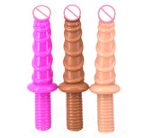 Screw Handle Dildo - Ribbed Fake Penis for Vaginal & Anal Massage