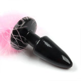 Silicone Anal Plug with Feather Tail - Erotic Role Play Butt Plug for Prostate & Anal Stimulation