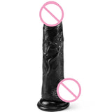 Black Realistic Dildo for Women - Suction Cup Dildo with Balls for G-Spot & Prostate Play