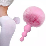 Silicone Anal Plug with Plush Rabbit Tail - Erotic Role Play Butt Plug for Prostate & Anal Stimulation