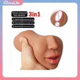 3-IN-1 Realistic Male Masturbator: Deep Throat & Oral Simulation