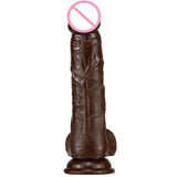 Black Realistic Dildo for Women - Suction Cup Dildo with Balls for G-Spot & Prostate Play