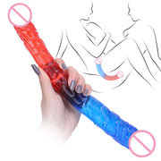 Double-Headed Two-Colors Realistic Dildo - Long Flexible Anal Play Toy for Women